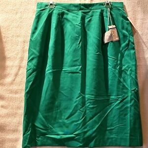 NOS Vintage Women's 16 Michele Green Midi Skirt With Back Zip, Slit